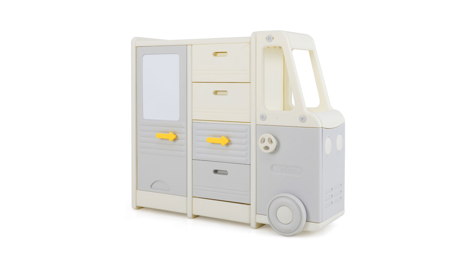 Costway Car-Shaped Toy Storage with Drawing Board and Drawer