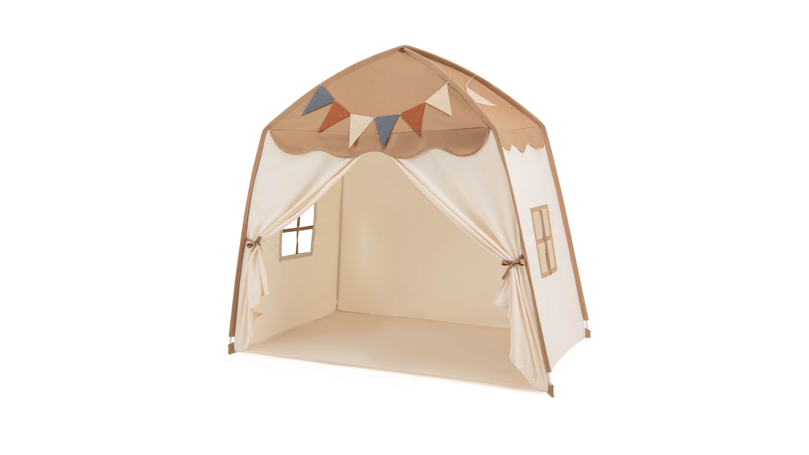Costway Playhouse Castle Tent with Lights and USB Tent Teepee Gift - Brown