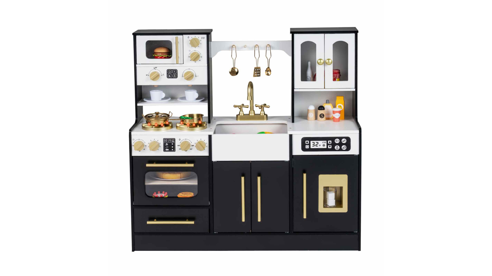Costway Wooden Kitchen Playset - Black