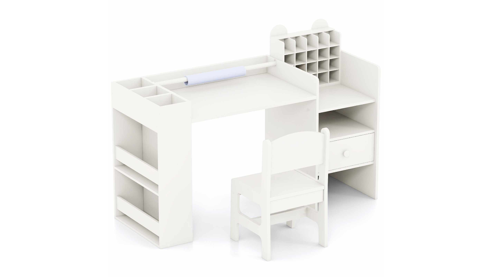 Costway Art Table and Chair Set with Paper Roll Holder Storage Organizer