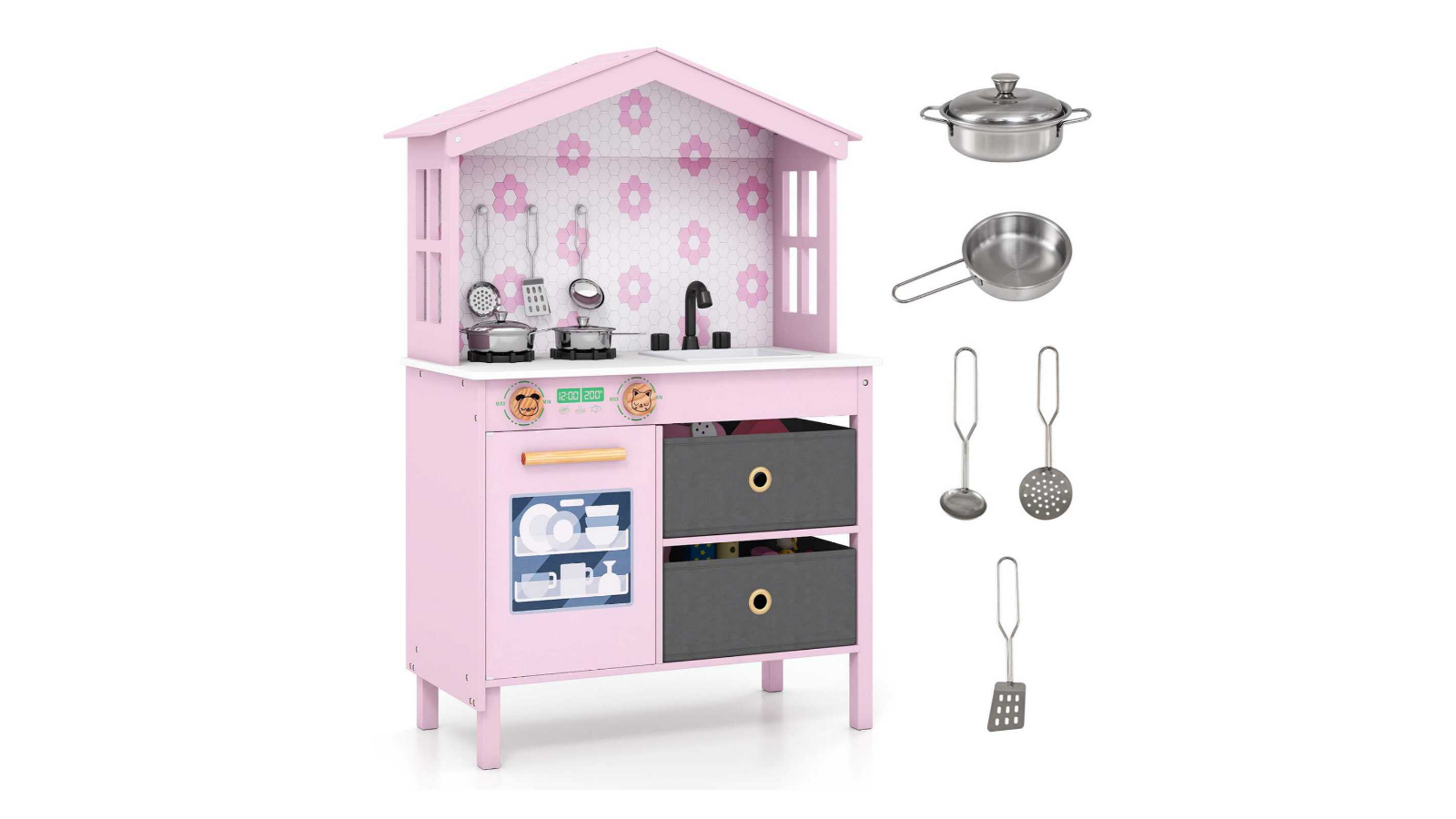 Costway Kitchen Playset with Stove - Pink