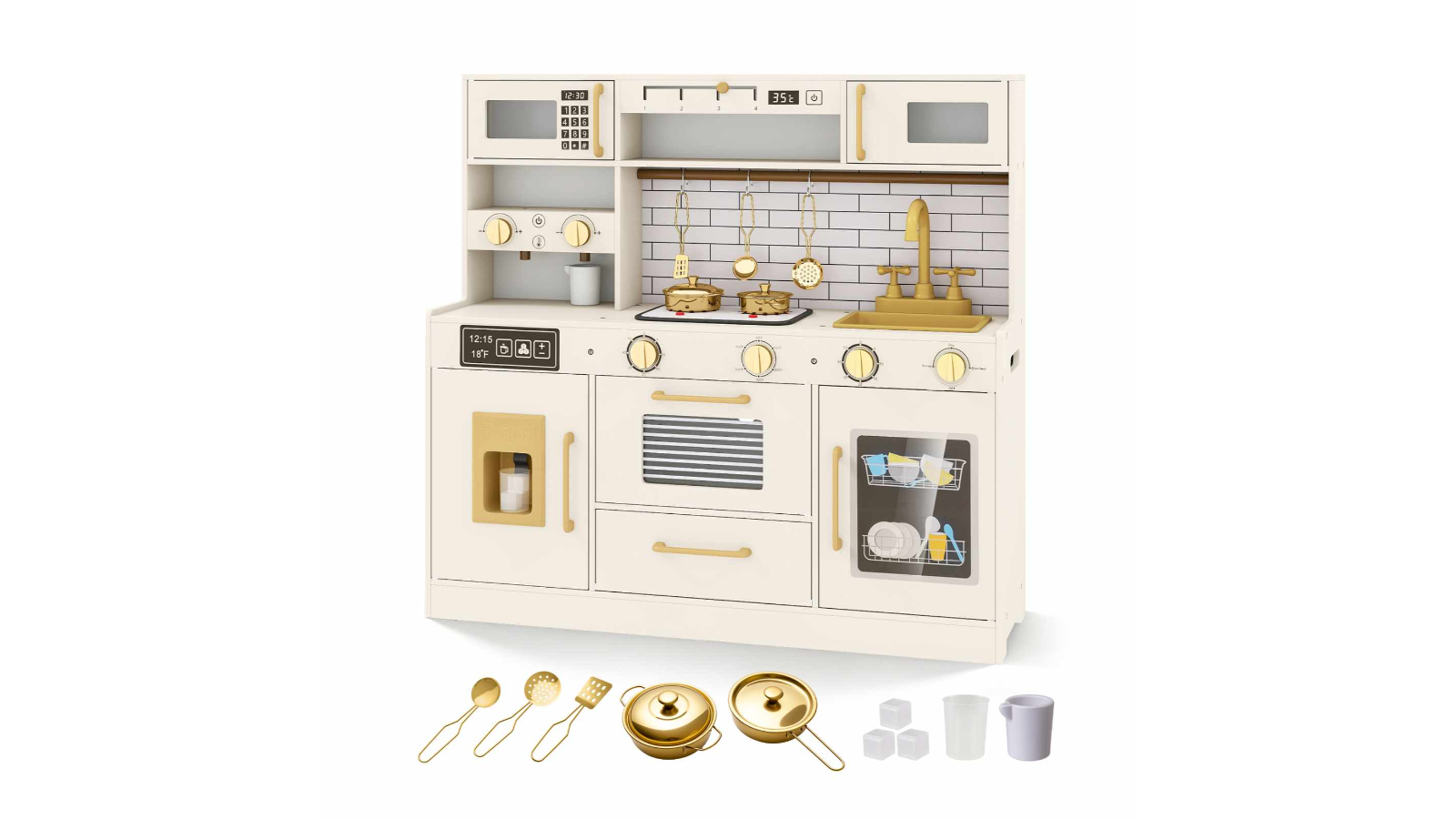 Costway Kids Pretend Play Kitchen Set with Oven Sink and Ice Dispenser