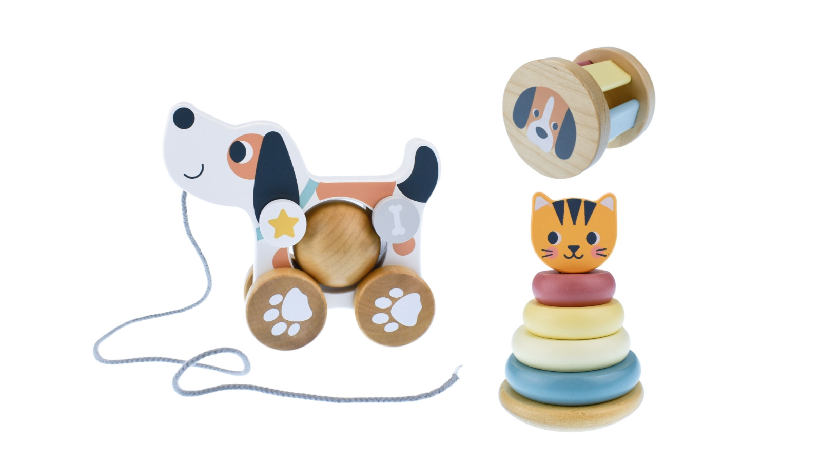 Tooky Toy 3-In-1 Baby Cat and Dog Comforter Rattle Gift Set