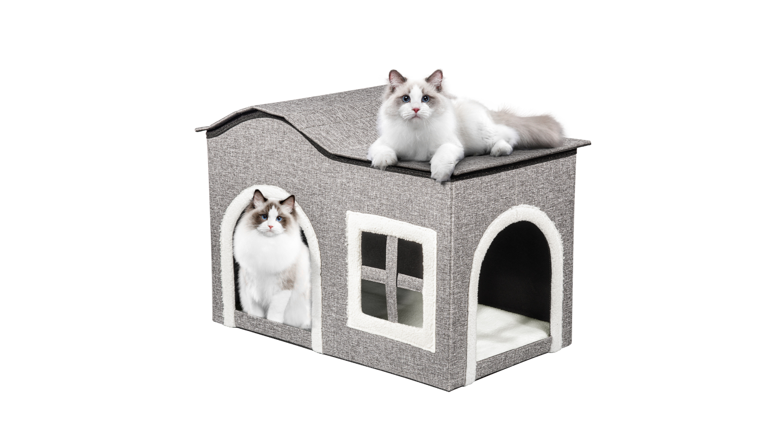 Truepal X-Large Foldable Anti-Tip Reinforced Design Cat House with Window and Doorway