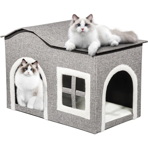 Truepal X-Large Foldable Anti-Tip Reinforced Design Cat House with Window and Doorway