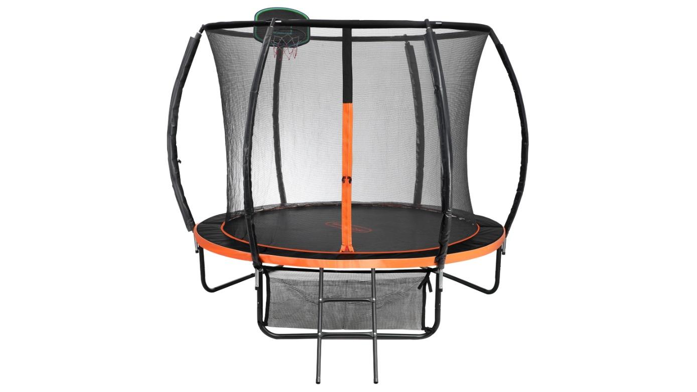 Mazam Kids Round Tramplines Safety Net Basketball Set with Ladder - 10ft