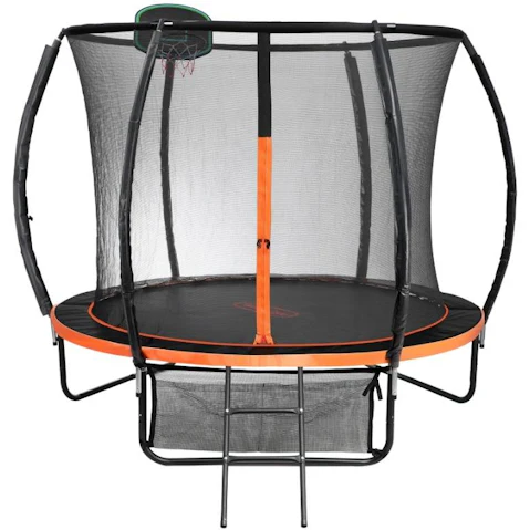 Mazam Kids Round Tramplines Safety Net Basketball Set with Ladder - 10ft