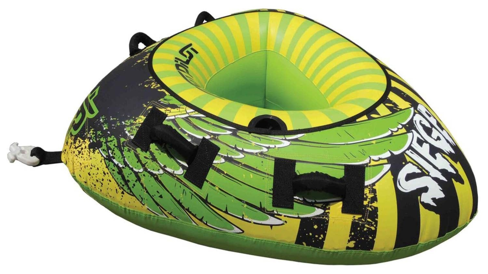 Test Pilot 56inch Inflatable Siege Triangular Towable Tube - Green/Yellow