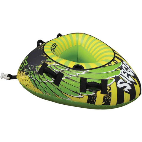 Test Pilot 56inch Inflatable Siege Triangular Towable Tube - Green/Yellow
