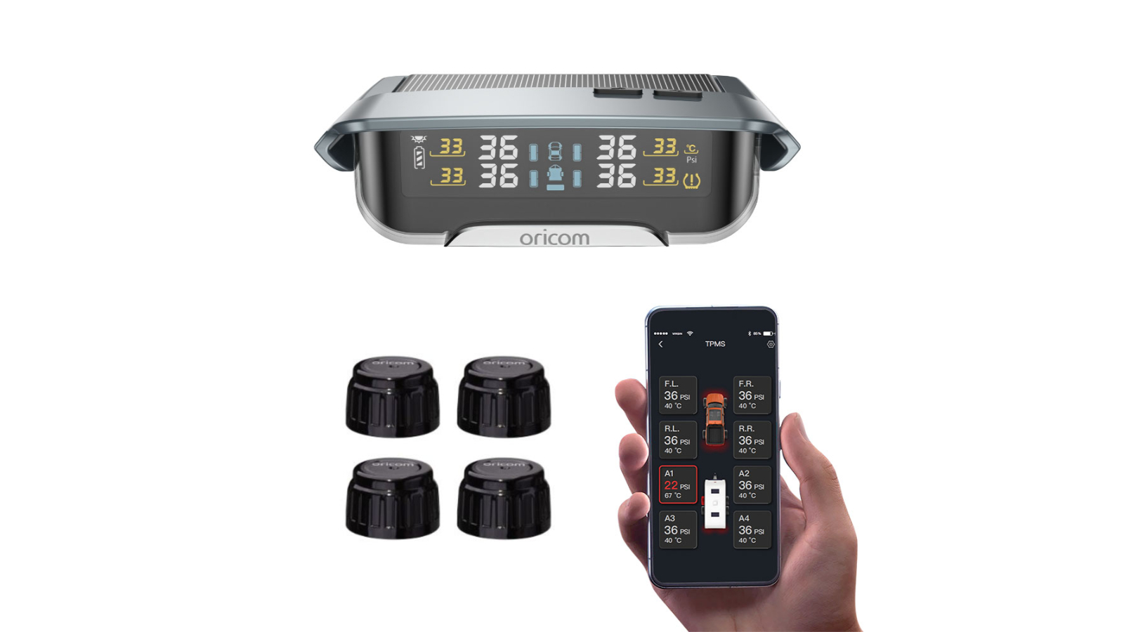 Oricom TPMS10-4E Tyre Pressure Monitoring System 4 External Sensor