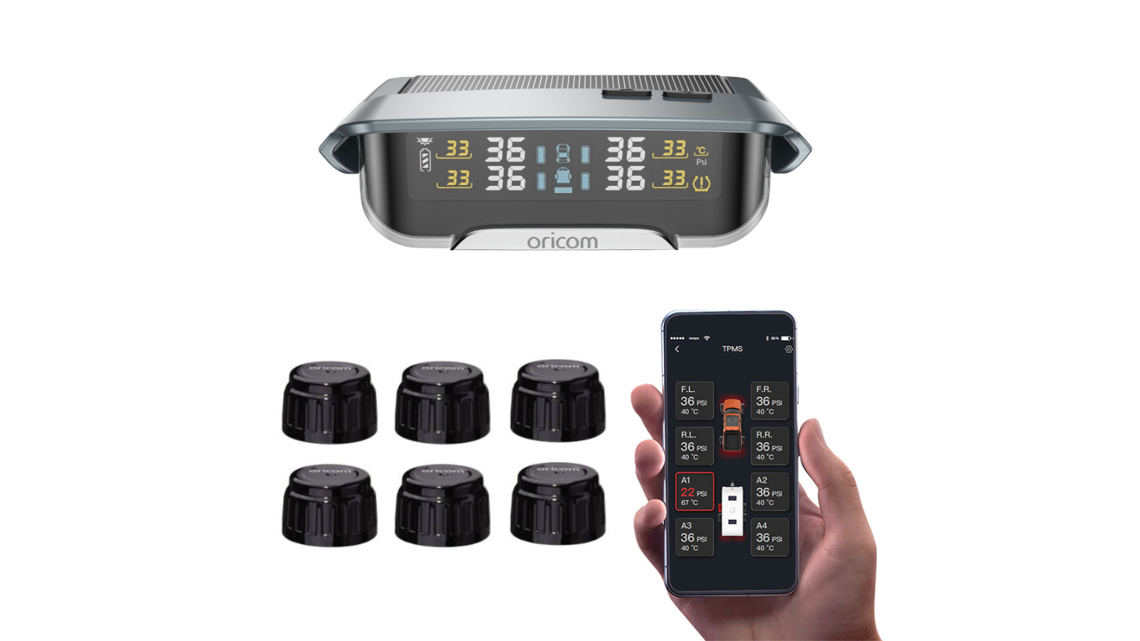 Oricom TPMS10-6E Tyre Pressure Monitoring System 6 External Sensor