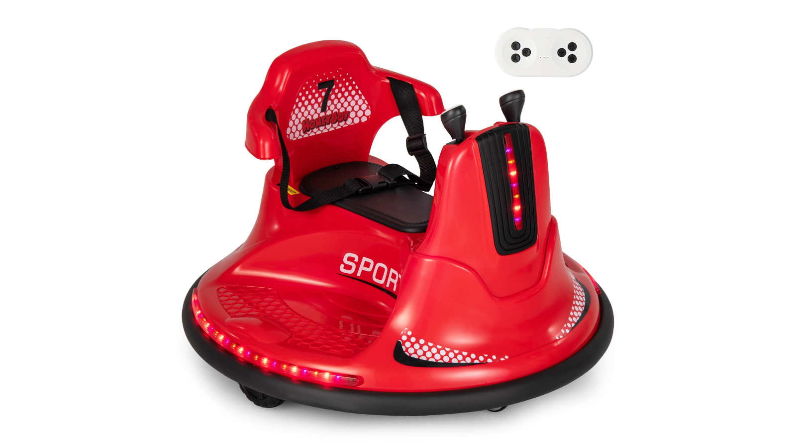 Costway 360 Degree Spin Electric Bumper Car Ride-On Toy with Remote Music LED Light - Red