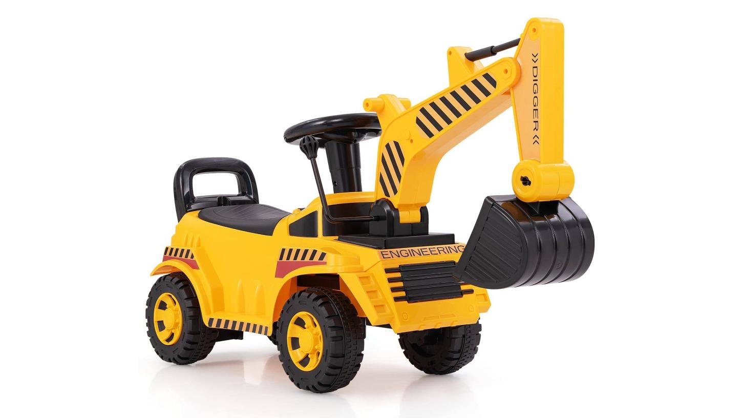 Costway Ride-On Digger Foot to Floor Excavator Construction Vehicle Toy - Yellow
