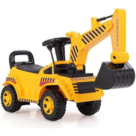 Costway Ride-On Digger Foot to Floor Excavator Construction Vehicle Toy - Yellow