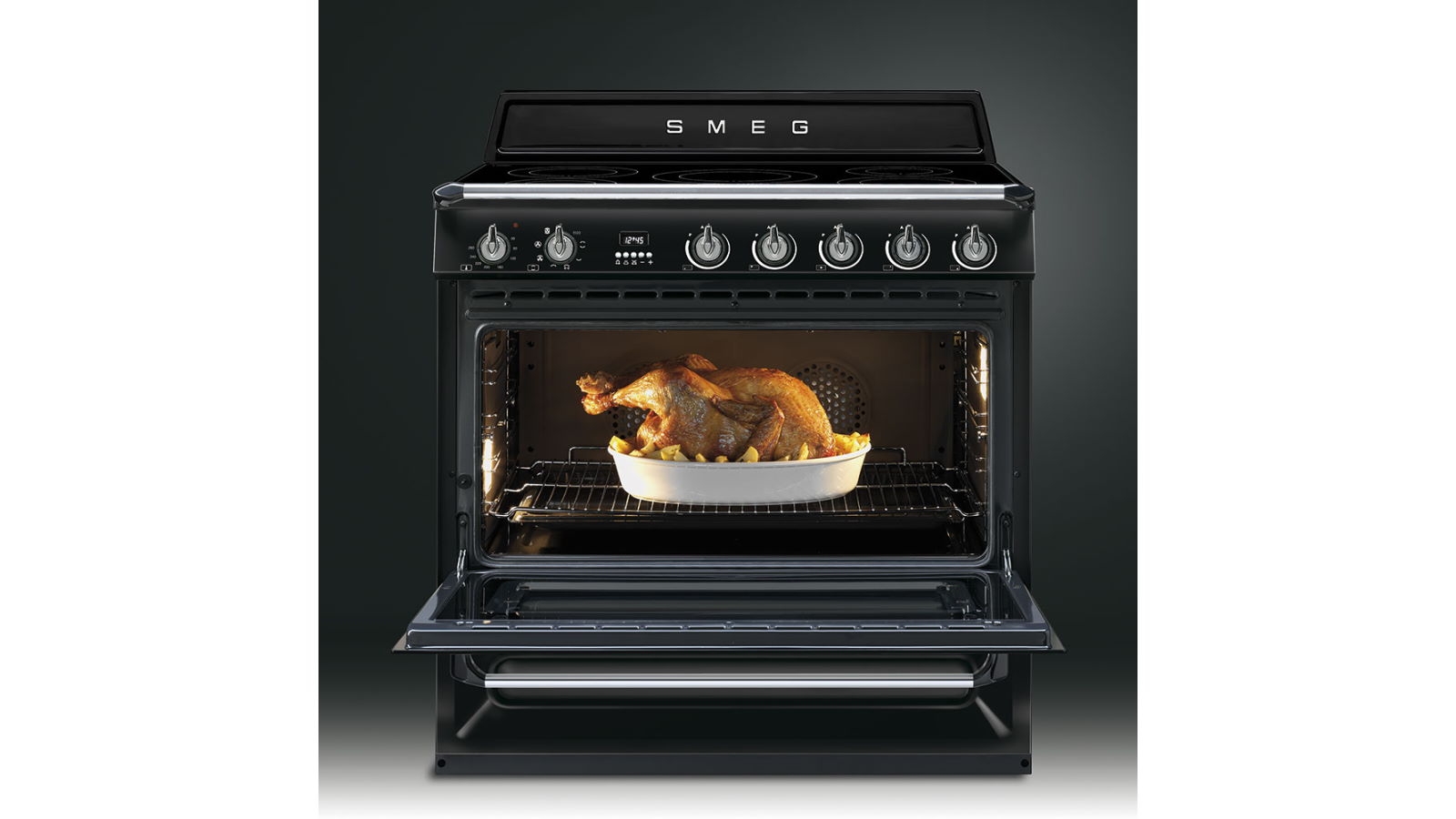 Smeg 900mm Victoria Induction Freestanding Cooker Black Harvey Norman