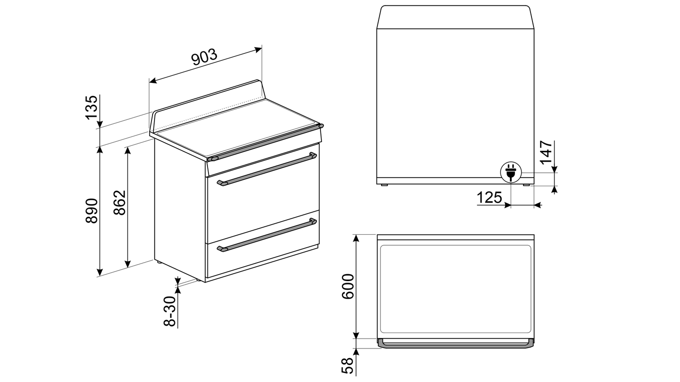 Smeg 900mm Victoria Induction Freestanding Cooker Panna (Cream