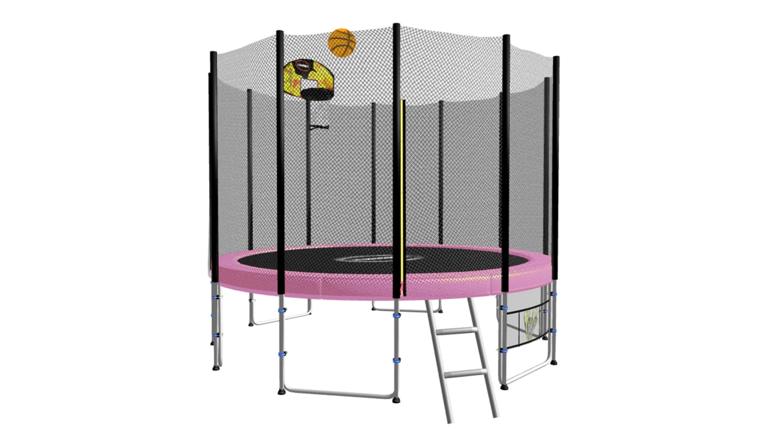 Kahuna 10ft Blizzard Trampoline with Basketball Set - Pink