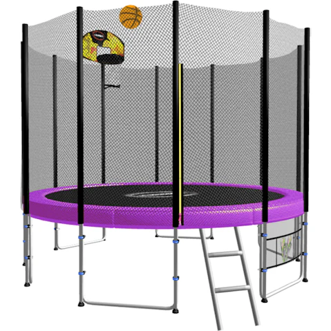 Kahuna 8ft Blizzard Trampoline with Basketball Set - Purple