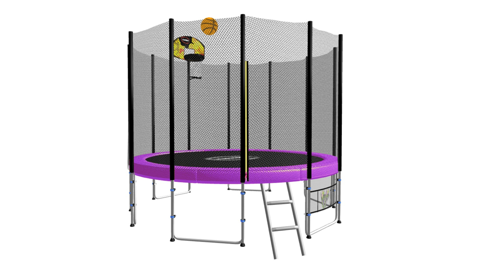 Kahuna 10ft Blizzard Trampoline with Basketball Set - Purple