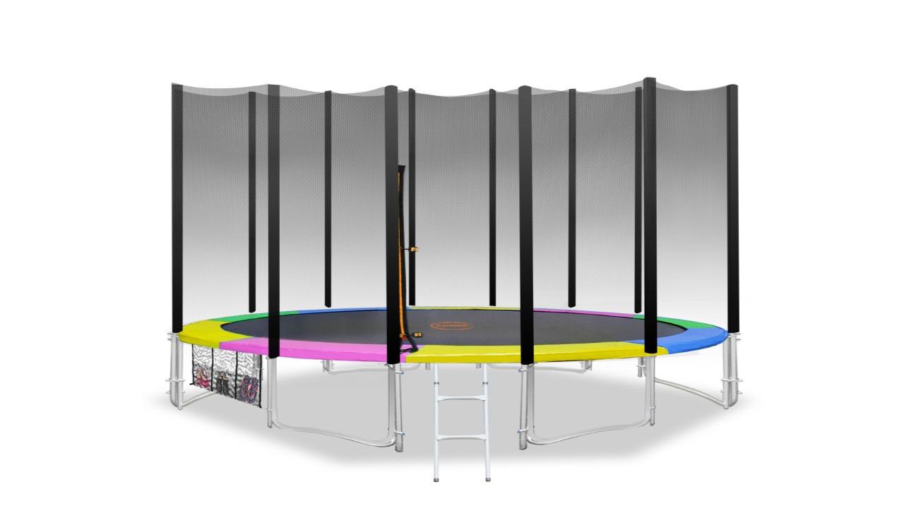 Kahuna 12ft Blizzard Trampoline with Net - Rainbow