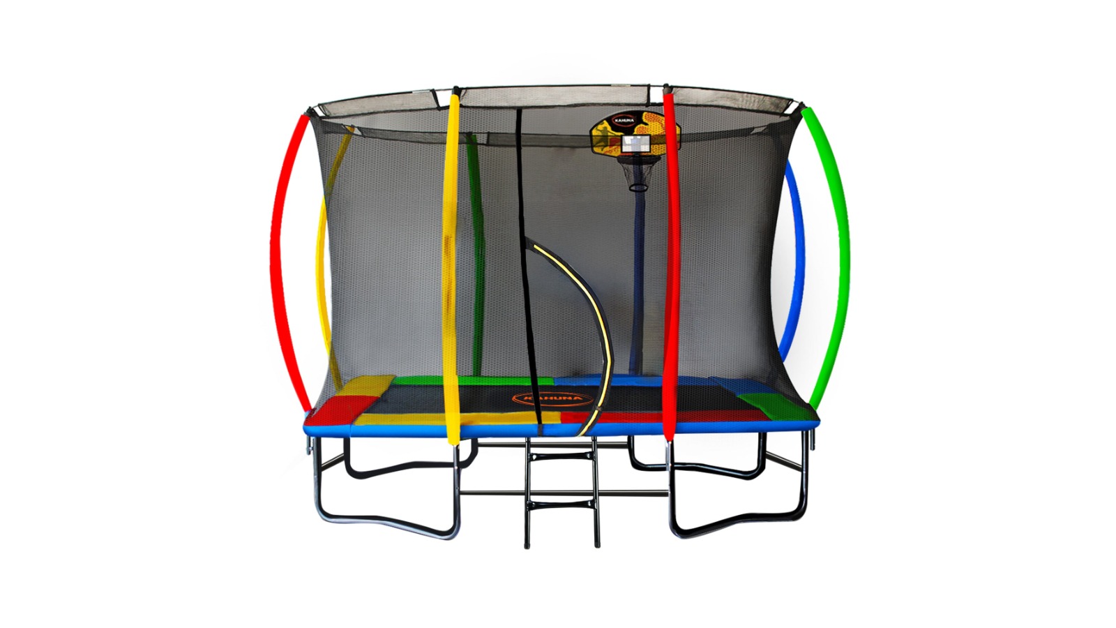 Kahuna 6 x 9ft Rectangular Outdoor Trampoline with Basketball Set - Rainbow