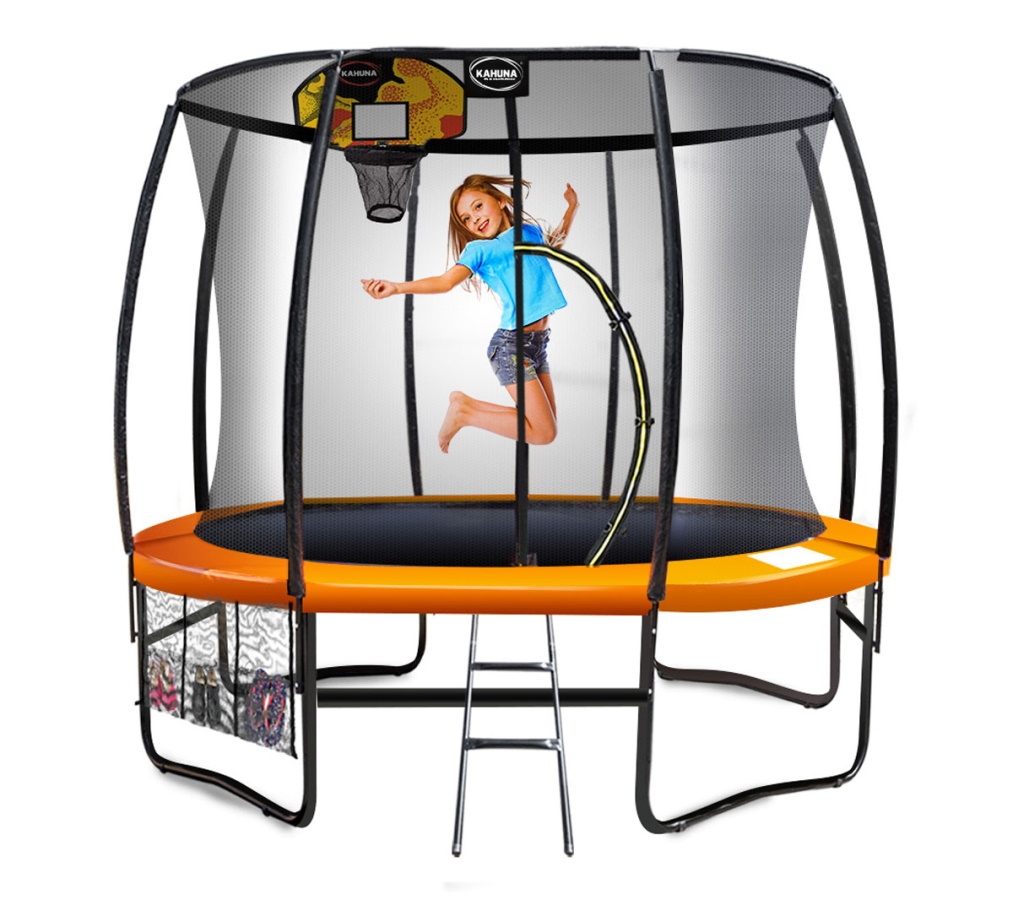 Kahuna 8ft Trampoline with Basketball Set - Orange