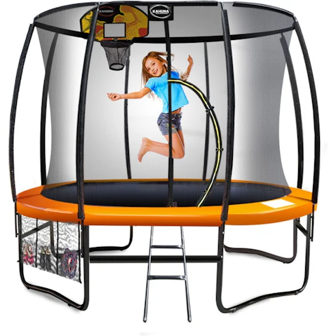 Kahuna 8ft Trampoline with Basketball Set - Orange