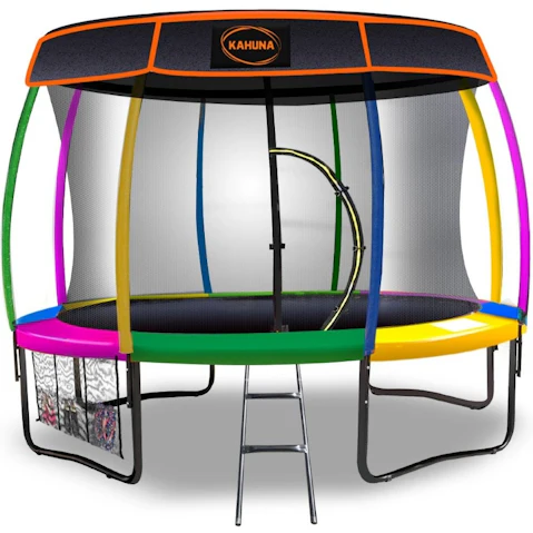 Kahuna 14ft Trampoline with Roof - Rainbow