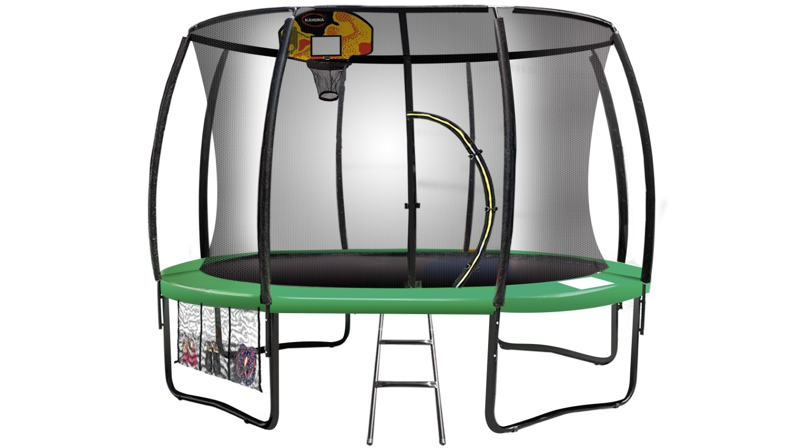 Kahuna 10ft Trampoline with Basketball Set - Green