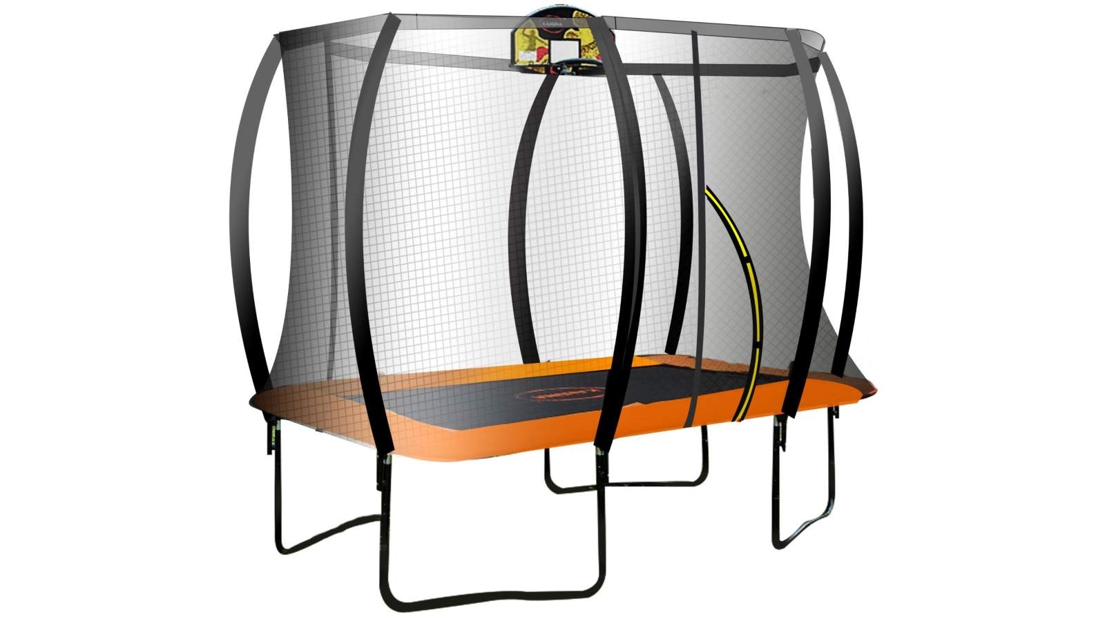 Kahuna Trampoline 8ft x 11ft Rectangular with Basketball Set - Orange