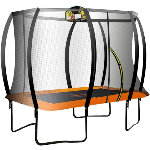 Kahuna Trampoline 8ft x 11ft Rectangular with Basketball Set - Orange