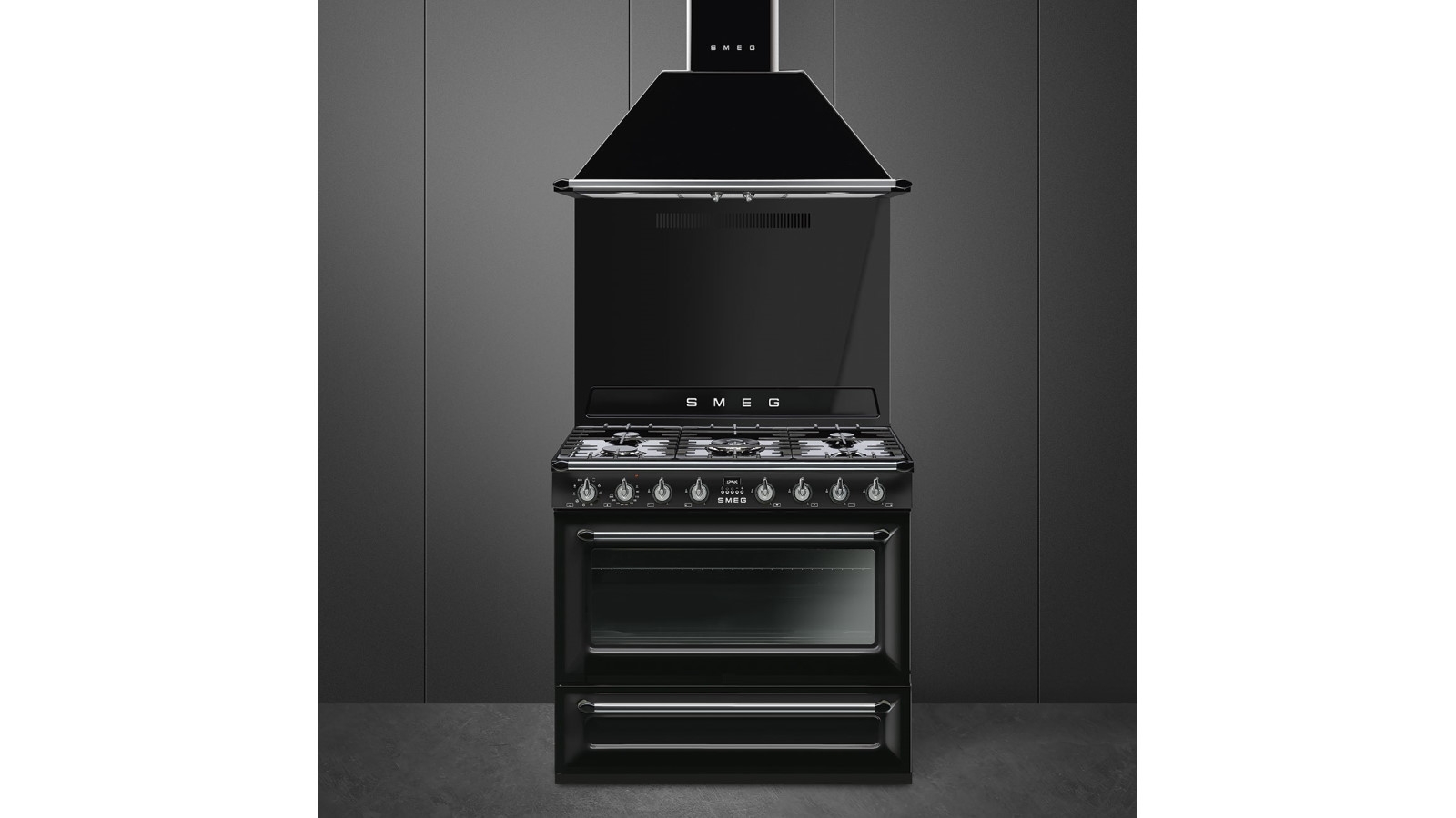 Smeg 900mm Victoria Dual Fuel Freestanding Cooker Black Harvey Norman