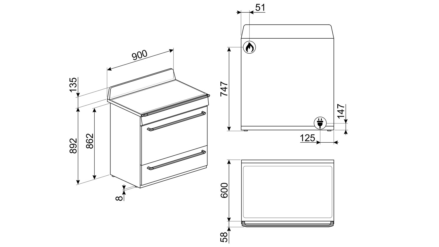 Smeg 900mm Victoria Dual Fuel Freestanding Cooker Black Harvey Norman