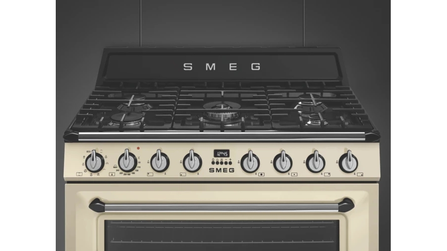 Smeg 900mm Victoria Dual Fuel Freestanding Cooker Cream Harvey Norman