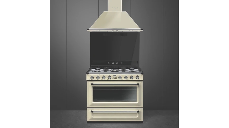 Smeg 900mm Victoria Dual Fuel Freestanding Cooker Cream Harvey Norman