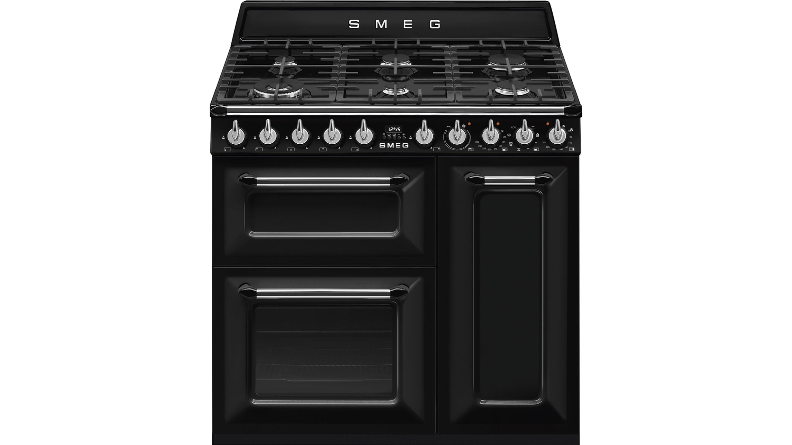 Smeg 900mm Victoria Thermoseal Dual Fuel Freestanding Cooker - Black