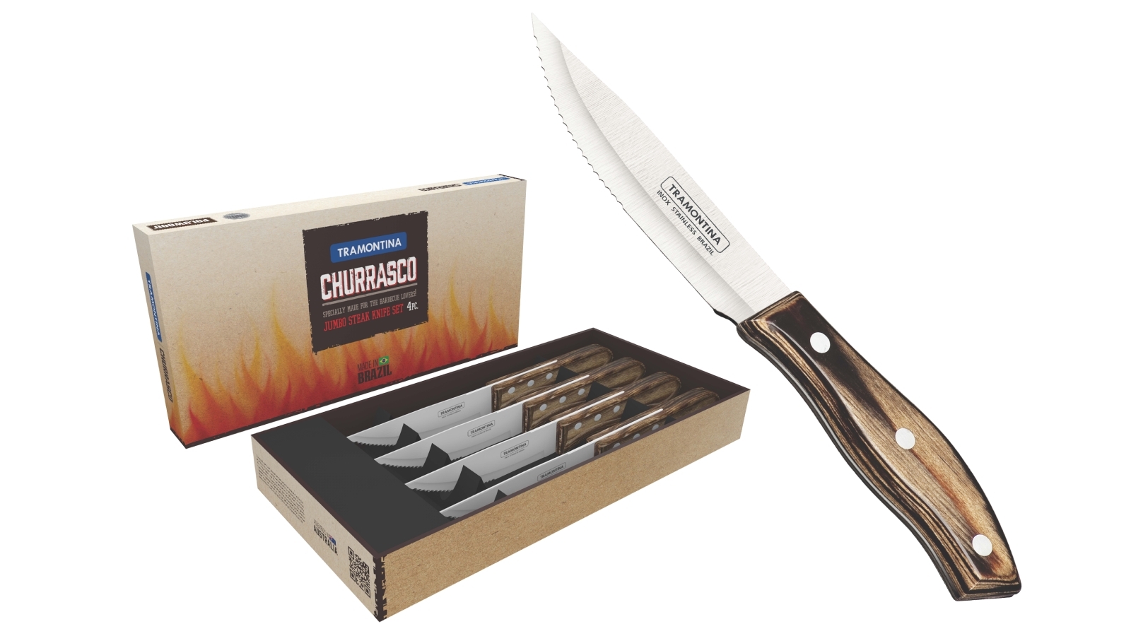 Tramontina Churrasco Premium Rio Grande steak knife set red 4-piece