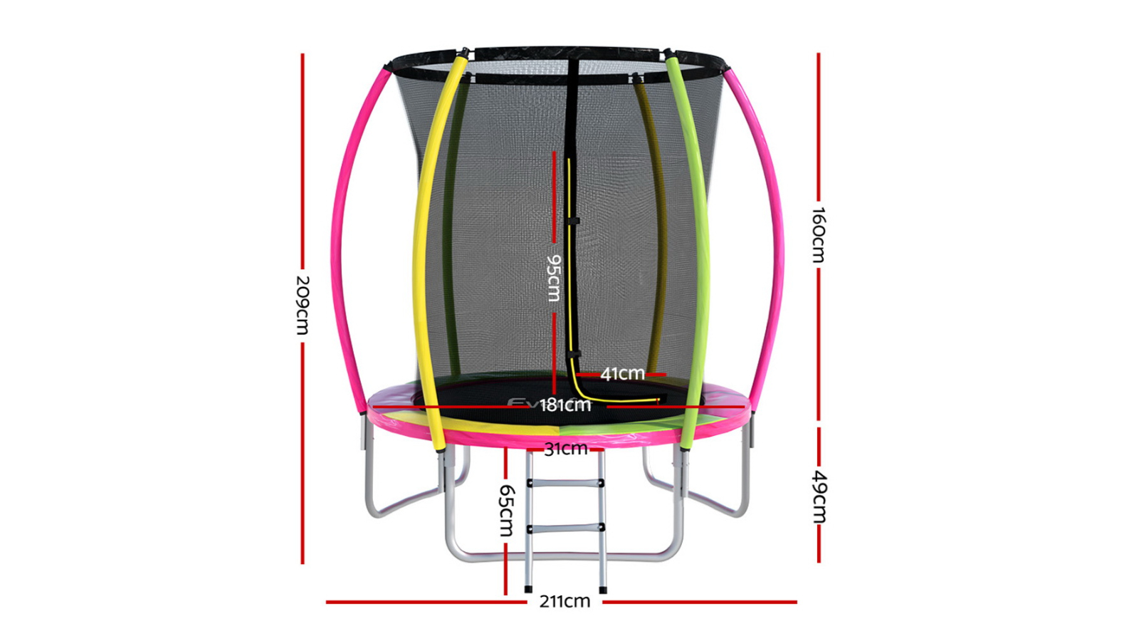 Everfit 6ft Trampoline for Kids with Ladder Enclosure Safety Net