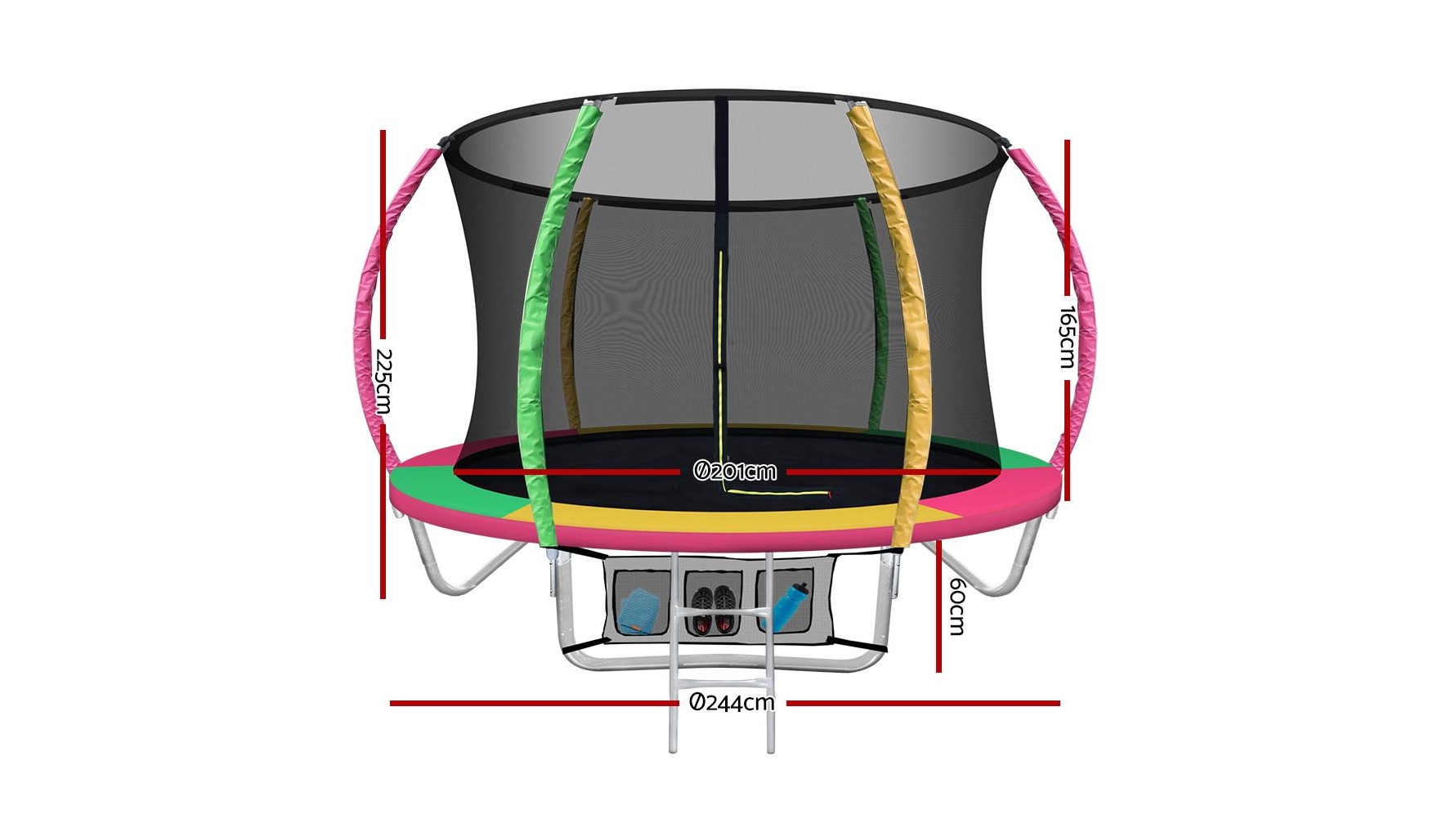 Everfit 8FT Kids Trampolines Cover Safety Net Pad Gift Colourful