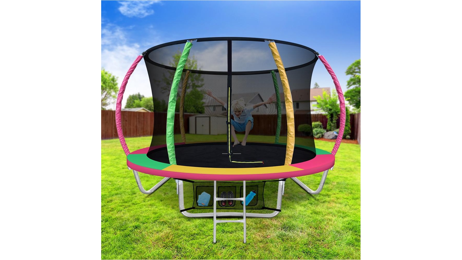 Everfit 8FT Kids Trampolines Cover Safety Net Pad Gift Colourful
