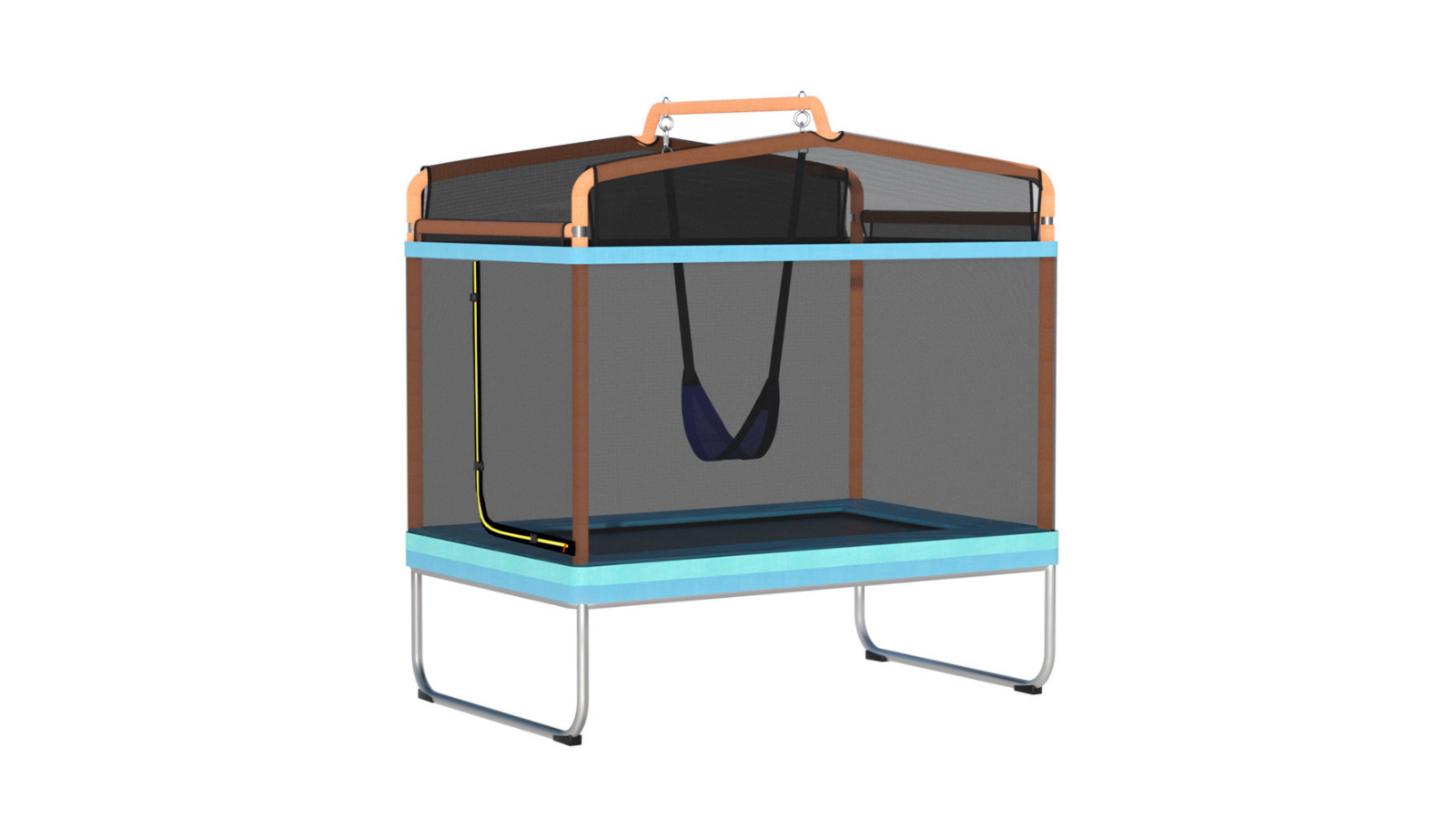 Everfit 6ft Trampoline for Kids with Enclosure Safety Net Swing Rectangle - Orange