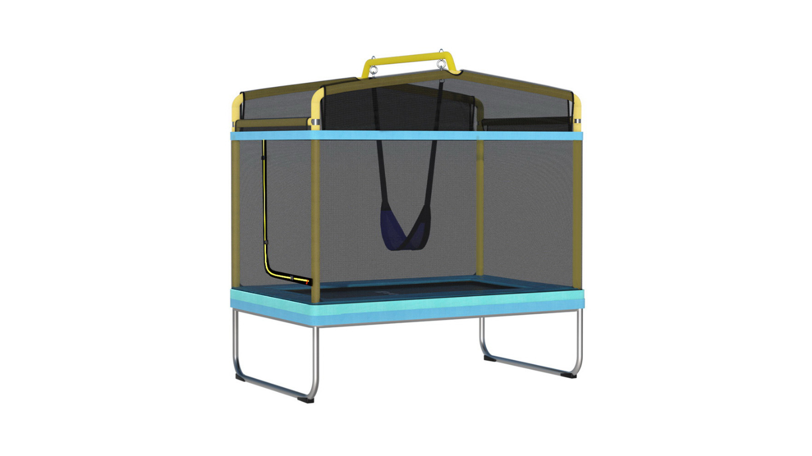 Everfit 6ft Trampoline for Kids with Enclosure Safety Net Swing Rectangle - Yellow