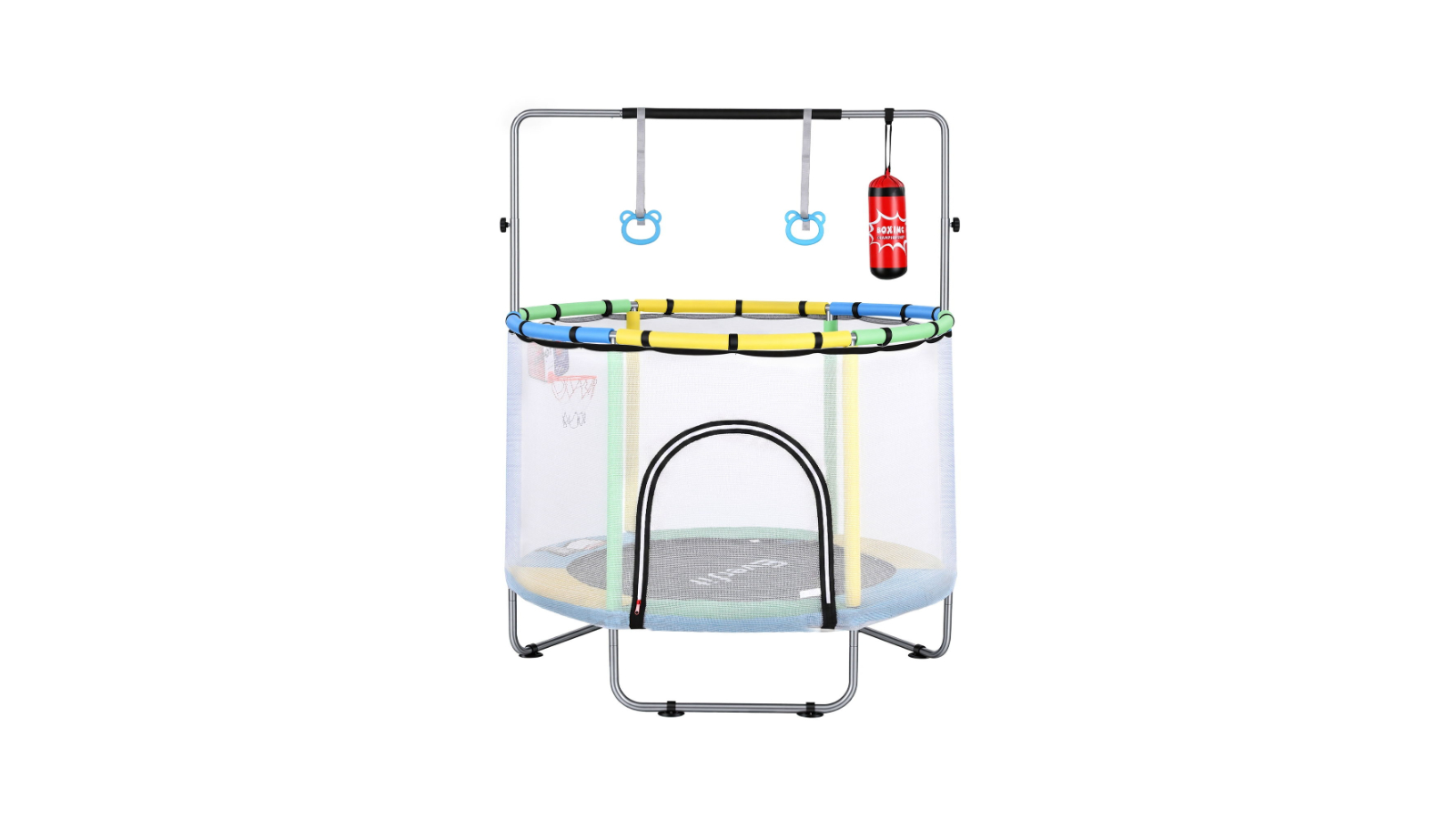 Everfit Kids 55inch Trampoline Rebounder with Basketball Set, Sandbag, Boxing Game
