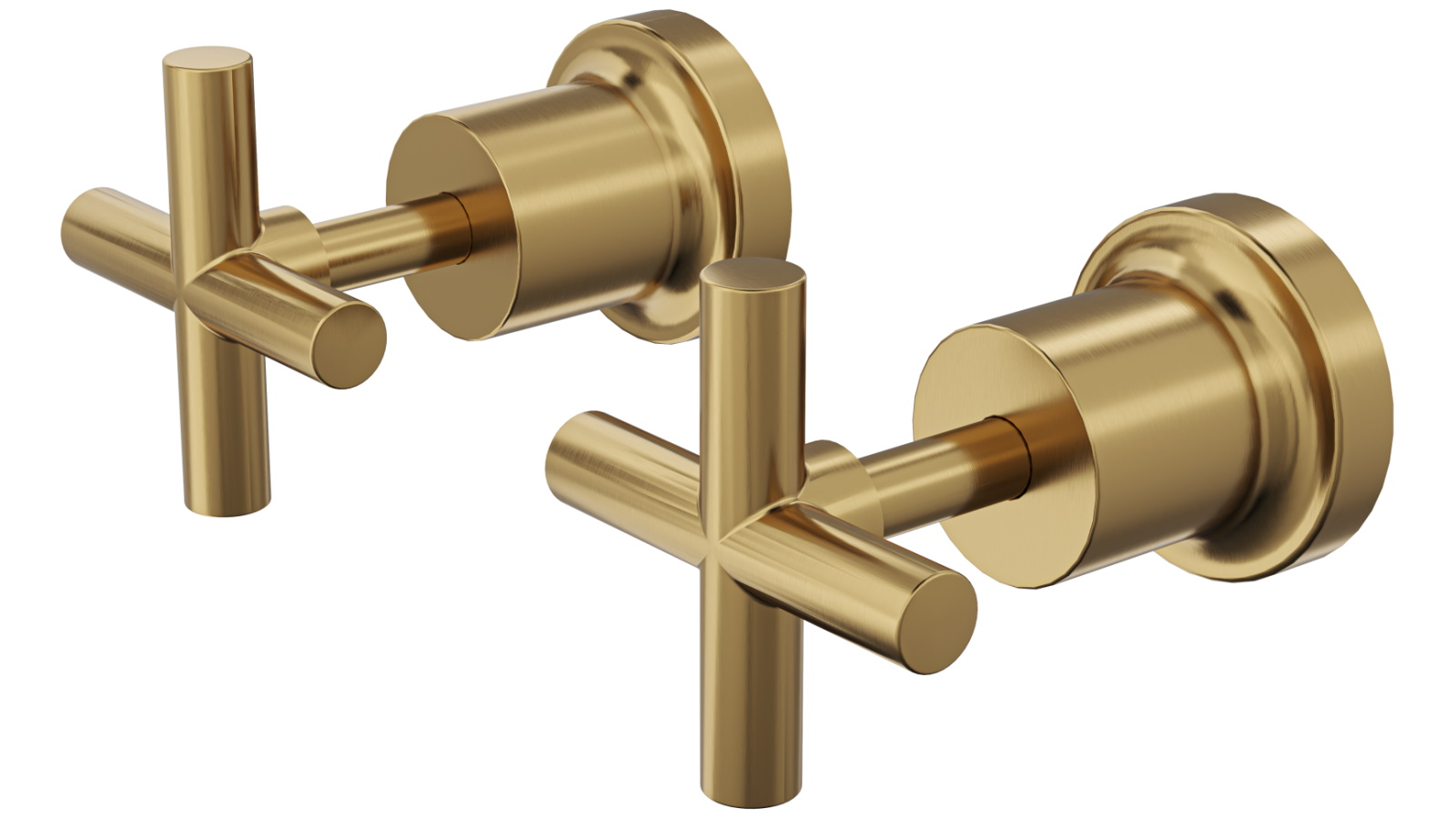 Linsol Tre Cross Handle Wall Top Assemblies - Brushed Brass