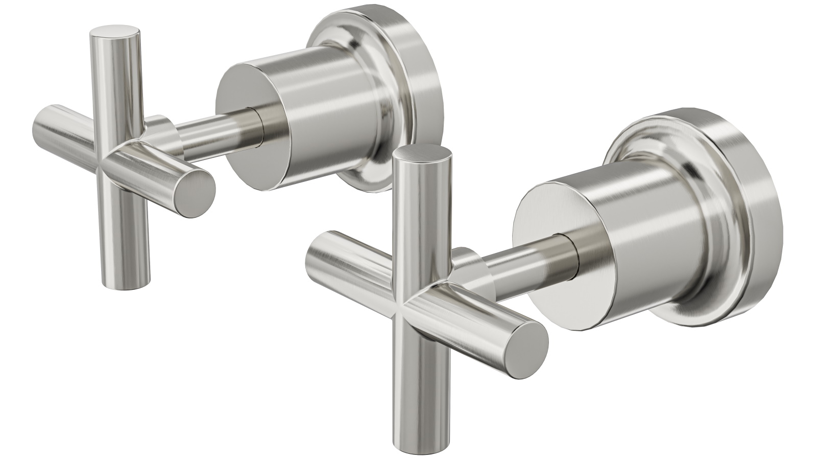 Linsol Tre Cross Handle Wall Top Assemblies - Brushed Nickel