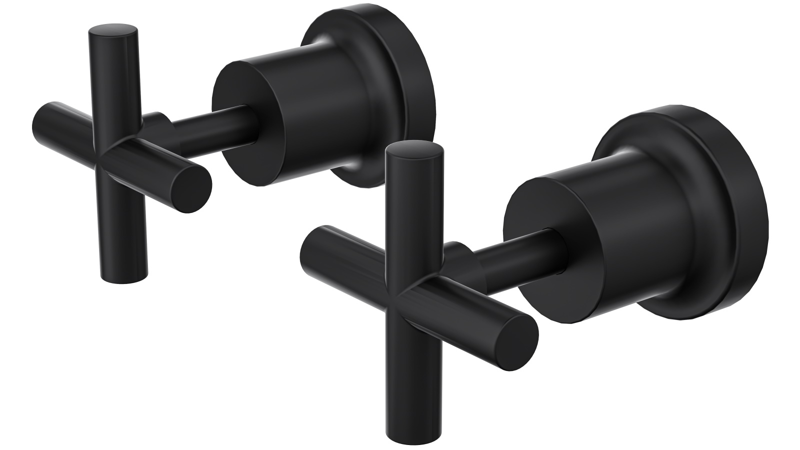Linsol Tre Cross Handle Wall Top Assemblies - Matte Black