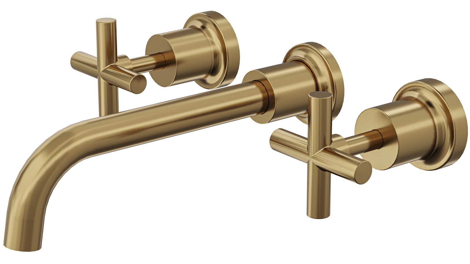 Linsol Tre Cross Handle Bath Set - Brushed Brass