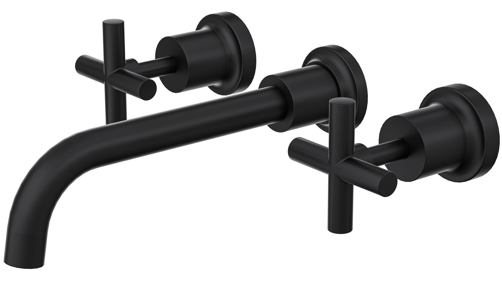 Linsol Tre Cross Handle Bath Set - Matte Black