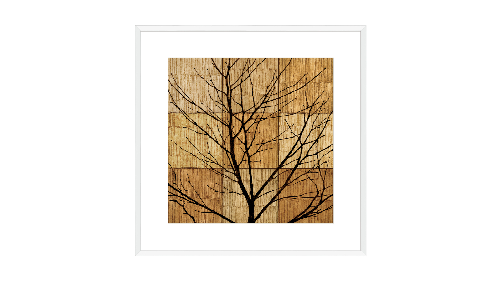 La Grolla Tree Silhoutte II White Frame Wall Art - 54 x 54cm