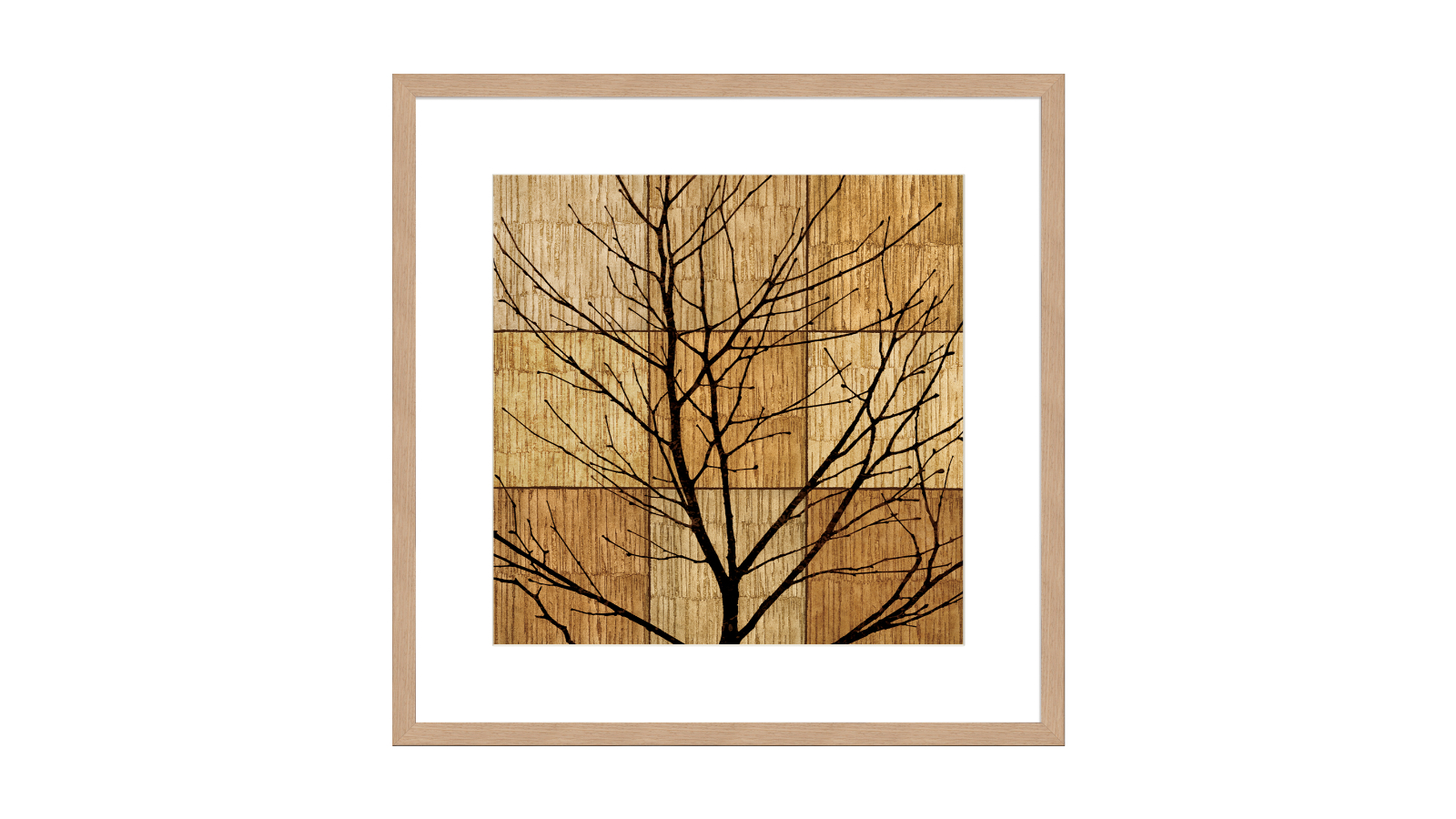 La Grolla Tree Silhoutte II Natural Frame Wall Art - 56 x 56cm
